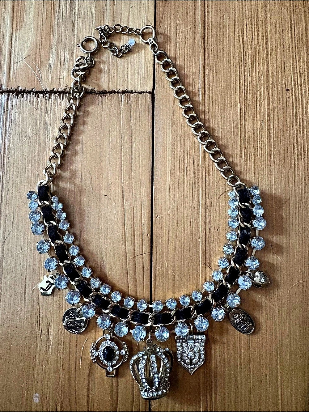 Juicy Couture Vintage Lady Juicy Love Couture Luck Rhinestone Necklace